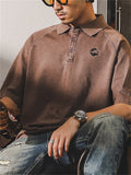Male Retro Trendy Spliced Short Sleeve Polo Shirt