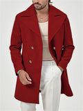 Men's Vintage Notched Lapel Solid Color Casual Mid-Length Coat