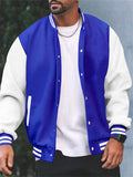 Men's Trendy Stand Collar Button Up Splicing Baseball Jacket