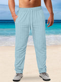 Men's Stripe Elastic Wasit Casual Beach Pants