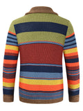 Men's Lapel Slim Fit Holiday Rainbow Sweater