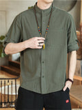 Trendy Stand Collar 3/4 Sleeve Shirts