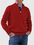 Men's Fall V Neck Half Zip Keep Warm Knit Sweater