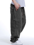 Oversized Loose Elastic Waist Work Pants With Pockets