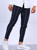 Youth Men's Fashion Plaid Slim Fit Zipper Pencil Pants