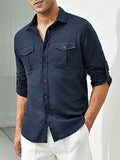 Lapel Double Pockets Casual Vacation Shirts for Male