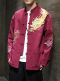 Vintage Chinese Style Dragon Embroideried Jacket for Men