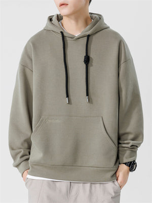 Men's Letter Embroidery Relaxed Hoodies with Pocket