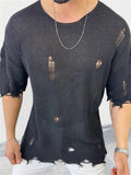 Men's Summer Round Neck Hollowed-out Pullover Knit Shirts