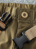 Men's Keep Warm Plush Liner Multi-Pocket Cargo Pants with Belt