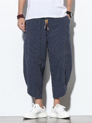 Men's Stylish Oversized Cropped Cotton Linen Pants