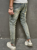 Men's Blue Ripped Elastic Slim Fit Casual Jeans