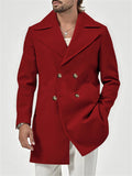 Men's Vintage Notched Lapel Solid Color Casual Mid-Length Coat