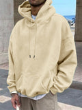 Men's Pure Color Pullover Oversized Brushed Hoodies