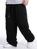 Oversized Loose Elastic Waist Work Pants With Pockets