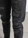 Men's Street Style Metal Dot Patchwork Pencil Jeans