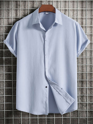 Simple Solid Color Cotton Linen Breathable Men's Shirt