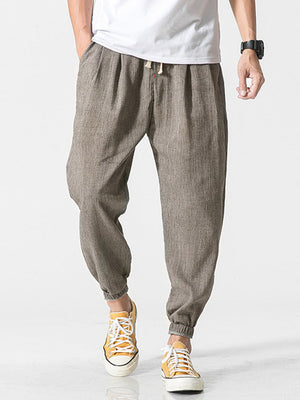 Men's Cozy Elastic Waist Casual Linen Pants