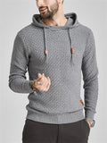 Men's Plaided Texture Knitted Long Sleeve Hoodies