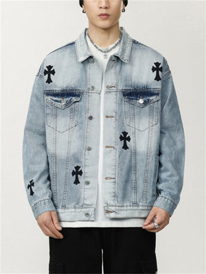 Urban-Chic Men's Casual Loose Distress Denim Jacket