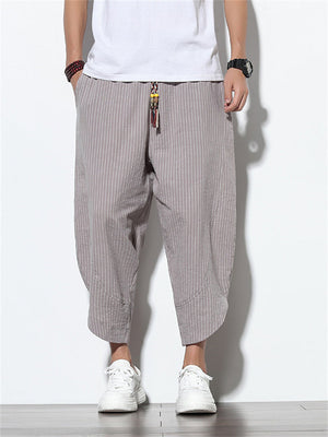 Men's Stylish Oversized Cropped Cotton Linen Pants