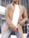 Men's High Collar Knitted Solid Color Cardigan Sweater