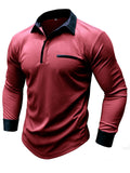 Office Wear Lapel Long Sleeve Autumn Polo Shirt for Men