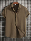 Simple Solid Color Cotton Linen Breathable Men's Shirt