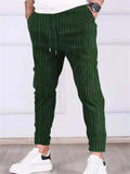 Leisure Striped Slim Fit Drawstring Trousers for Men