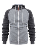 Men's Trendy Contrast Color Splicing Zipper Hoodies