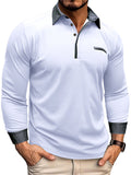 Office Wear Lapel Long Sleeve Autumn Polo Shirt for Men