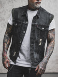 Tribal Style Chief Skull Print Men's Street Denim Vest