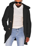 Men's Daily Wear Fashion Double-Breasted Hooded Long Sleeve Coat