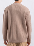 Men's Soft Comfort Henley Collar Solid Ribbed Sweater