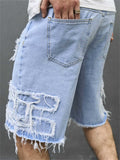 Casual Knee-length Frayed Denim Shorts for Men