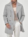 Men's Vintage Notched Lapel Solid Color Casual Mid-Length Coat