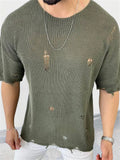 Men's Summer Round Neck Hollowed-out Pullover Knit Shirts