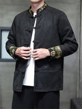 Men's Oriental Dragon Embroidery Knot Button Jackets