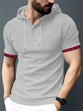 Men's Sports Short Sleeve Hooded Waffle Shirt