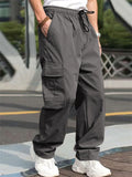 Baggy Flap Pocket Overalls Elasticated Cargo Pants for Men