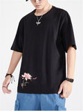 Fashion Male Cotton Casual Half Sleeve Shirts With Phoenix Embroidery