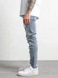 Men's Street Style Metal Dot Patchwork Pencil Jeans