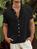 Holiday Leisure Button Up Lapel Short Sleeve Shirt for Men