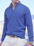 Men's Stand Collar Pullover Ribbed Hem Knitted Sweater