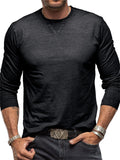 Men's Simple Crew Neck Slim Long Sleeve Bottoming Shirt