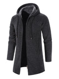 Men's Autumn Winter Stylish Hooded Warm Plush Zip Knitted Coat