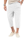 Men's Basic Straight Leg Folded Hem Cropped Trousers