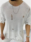 Men's Summer Round Neck Hollowed-out Pullover Knit Shirts