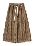 Ethnic Style Pinstripe Woolen Wide Leg Pants for Men