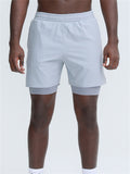 Men's Fashion Pure Color Quick Dry Double-layer Shorts